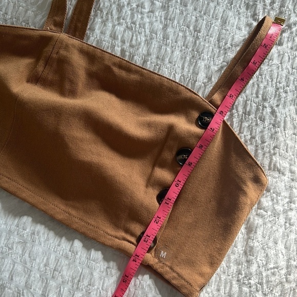 Me to We Crop Top Camel Brown Cotton Button Front Corset Style Tank Size M - Picture 8 of 9